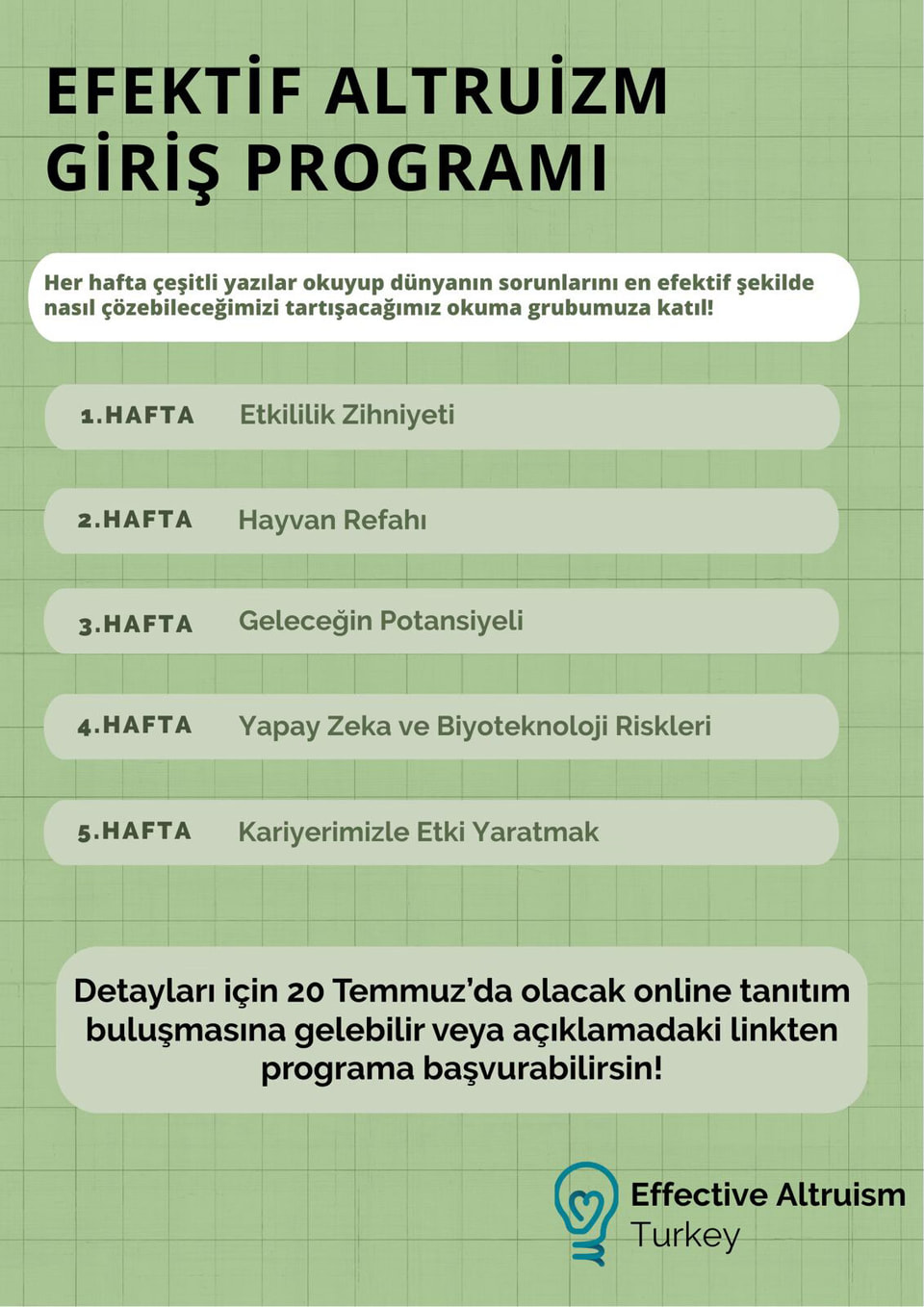 Efektif altruizme Giriş Programına & Tanıtım Buluşmasına Davetlisiniz!